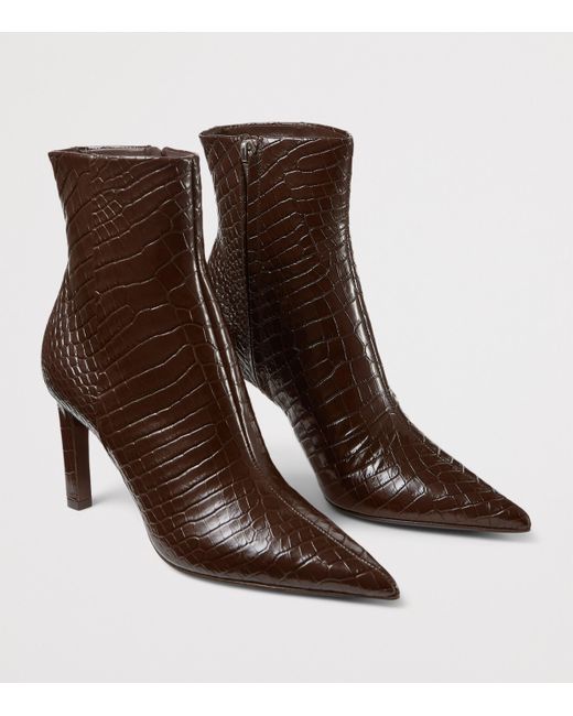 Jimmy Choo Brown Frankie 85 Croc-Embossed Leather Ankle Boots