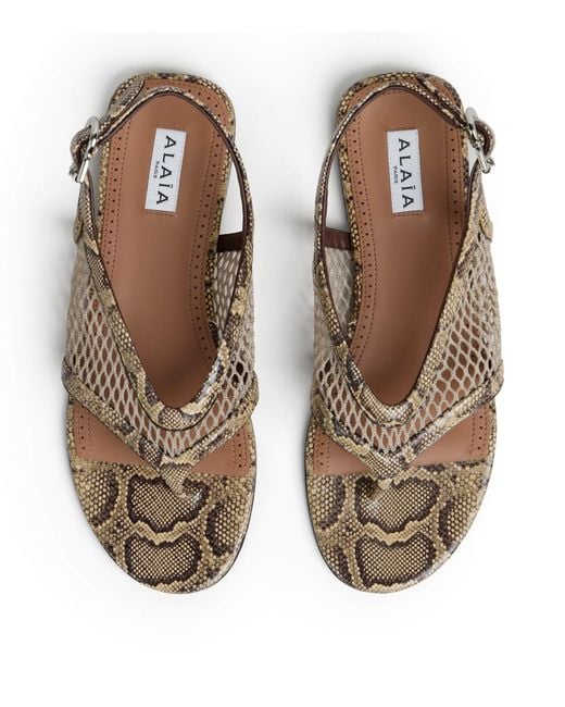 Alaïa White Python-Effect Thong Sandals