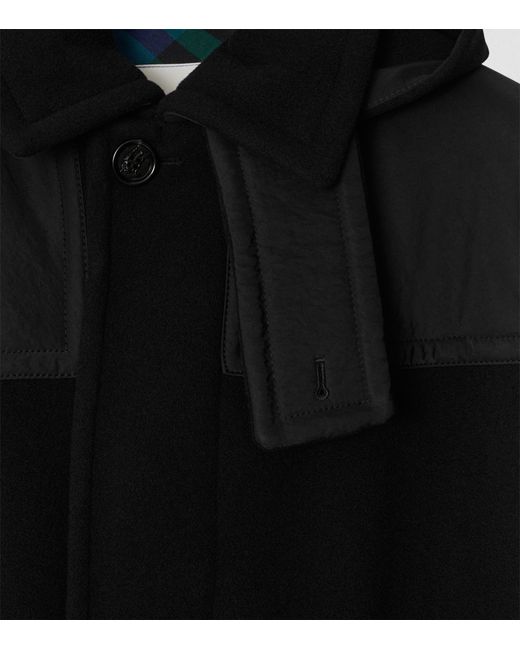 Burberry Black Wool Hooded Duffle Coat for men