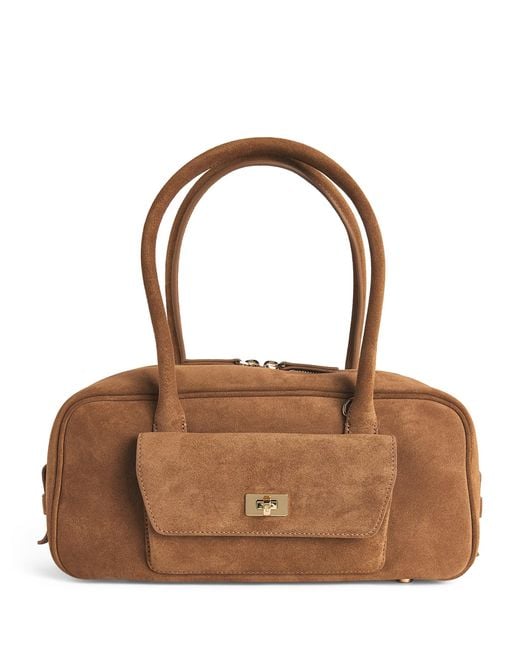 Sandro Brown Suede Ezmehralda Top-Handle Bag