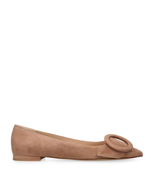 Gianvito Rossi Brown Suede Venezia Ballet Flats