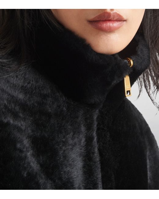 Prada Black High-Neck Reversible Slim-Fit Shearling Gilet