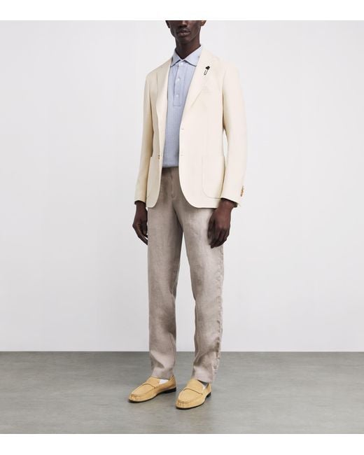 Lardini Natural Wool-Cotton Patch Pocket Blazer for men