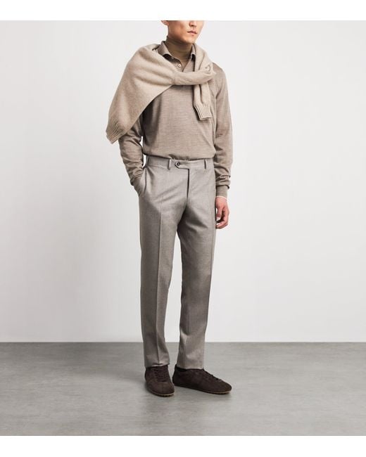 Canali Gray Wool Straight Trousers for men