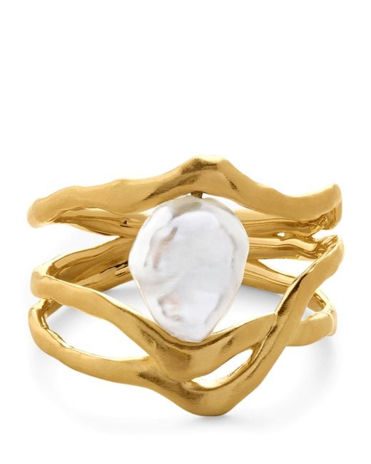 Monica Vinader Metallic X Amy Powney Vermeil Keshi Pearl Ring