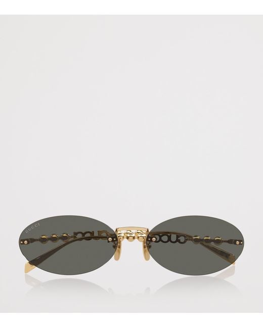 Gucci Green Metal Round Sunglasses