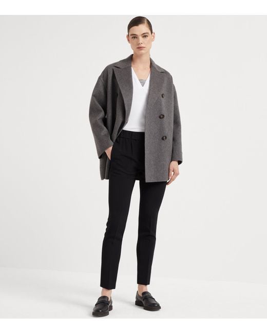 Brunello Cucinelli Blue Crepe Cady Slim Trousers