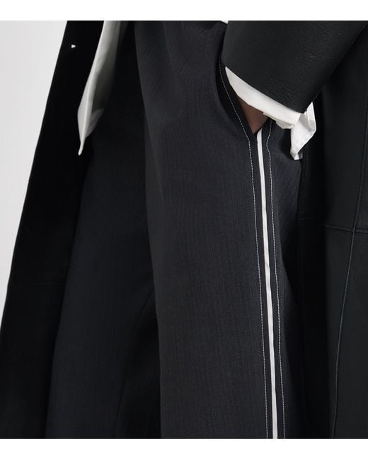 Herskind Black Pinstripe Davi Wide-Leg Trousers