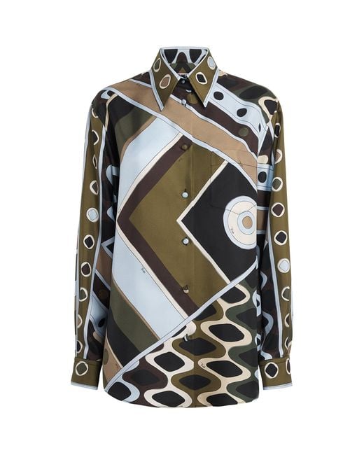 Emilio Pucci Black Silk Oversized Printed Shirt