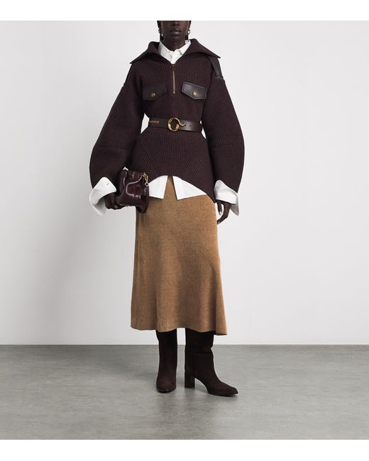 Gabriela Hearst Brown Silk Muir Midi Skirt