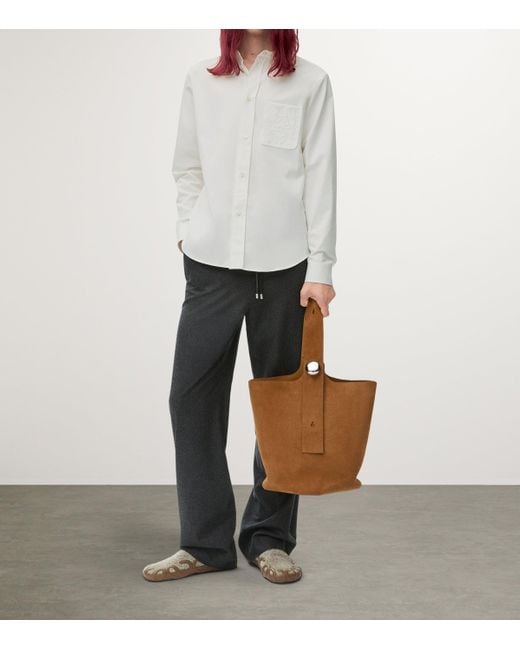 Loewe White Cotton Embroidered Logo Shirt for men
