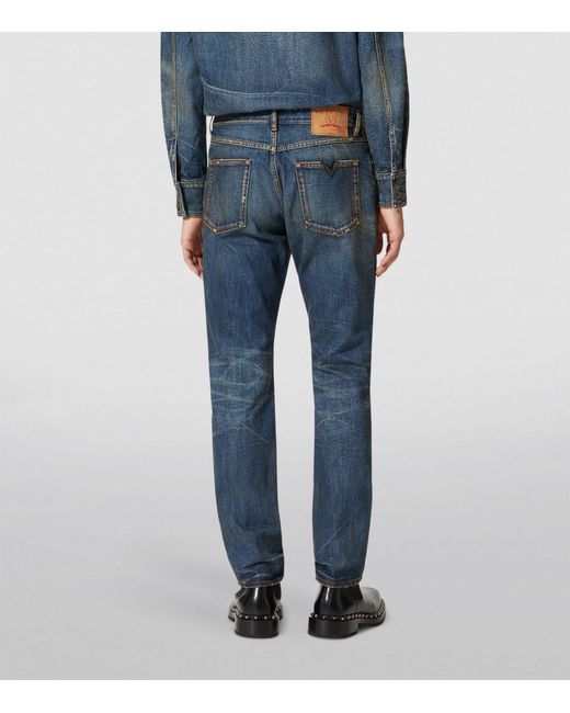 Valentino Garavani Blue Distressed Slim Jeans for men
