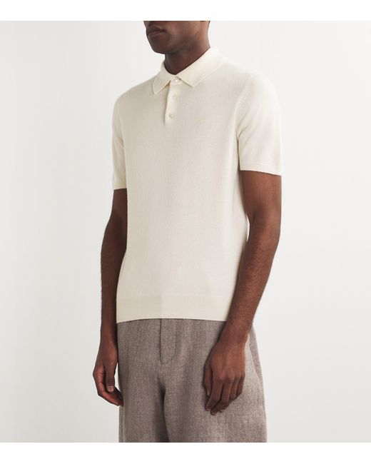 Harrods White Cashmere Polo Shirt for men