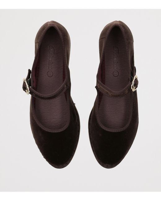 Flabelus Black Velvet Double Mary Jane Flats