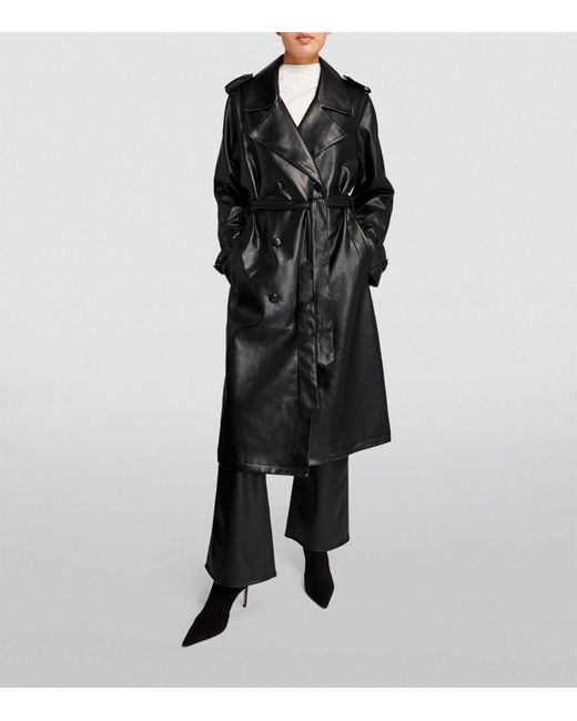 GOOD AMERICAN Black Faux-leather Trench Coat