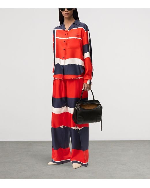 Loewe Red Satin Geometric Wide-Leg Trousers