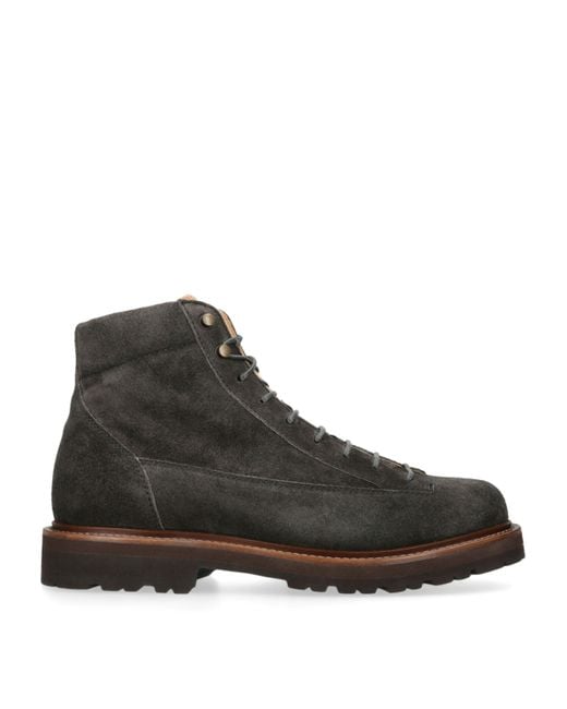 Brunello Cucinelli Brown Suede Hiker Boots for men