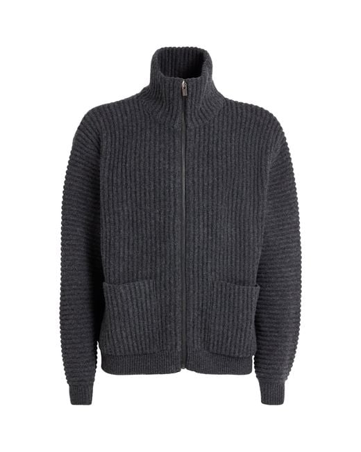 LE17SEPTEMBRE Blue Merino Wool-Blend Ribbed High-Neck Cardigan for men