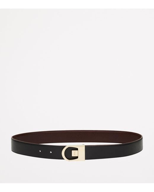 Saint Laurent White Calfskin Reversible Belt