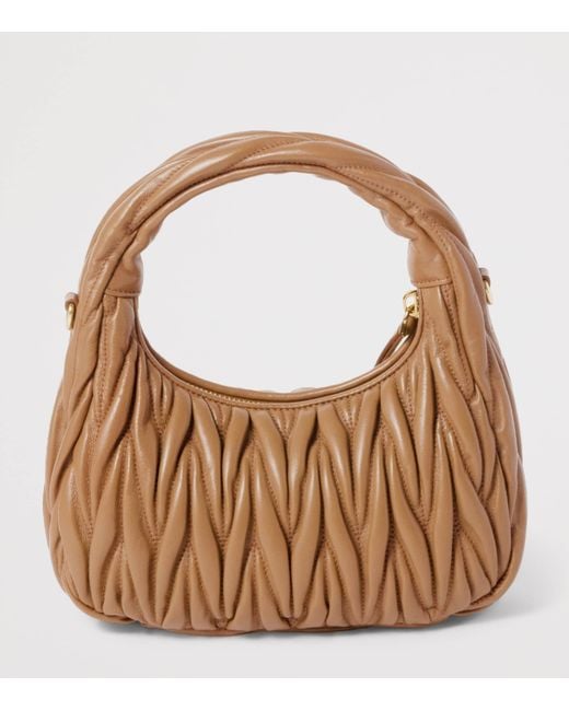 Miu Miu Brown Matelassé Leather Wander Top-Handle Bag
