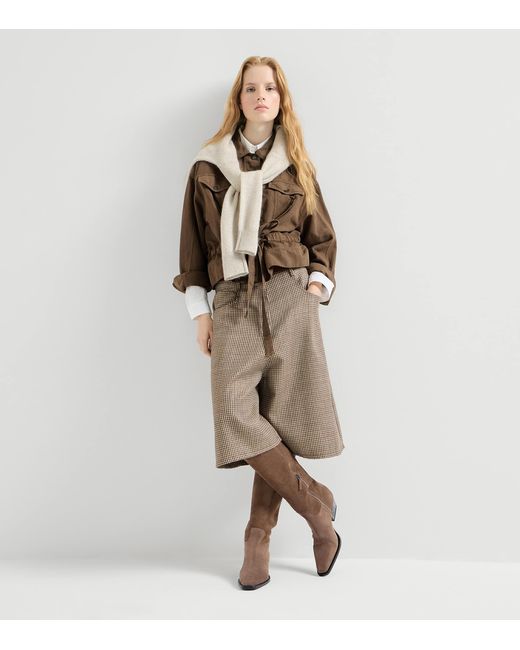 Brunello Cucinelli Brown Suede Monili-Heel Knee-High Boots 50