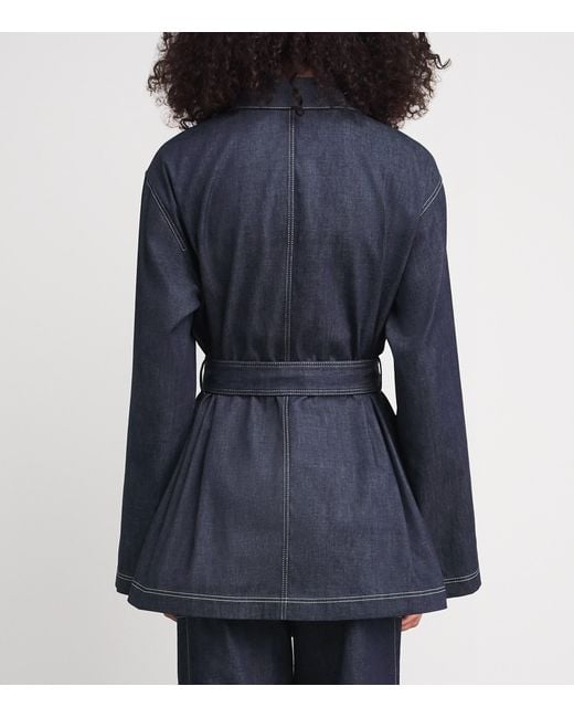 Lafayette 148 New York Blue Chambray Belted Jacket