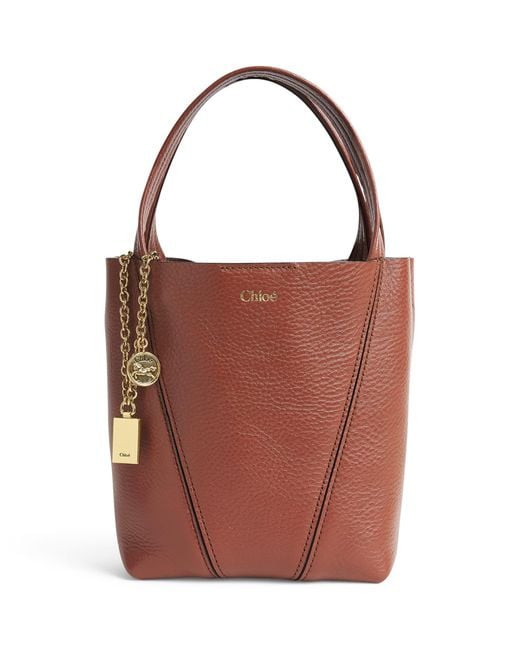 Chloé Brown Small Leather Spin Tote Bag