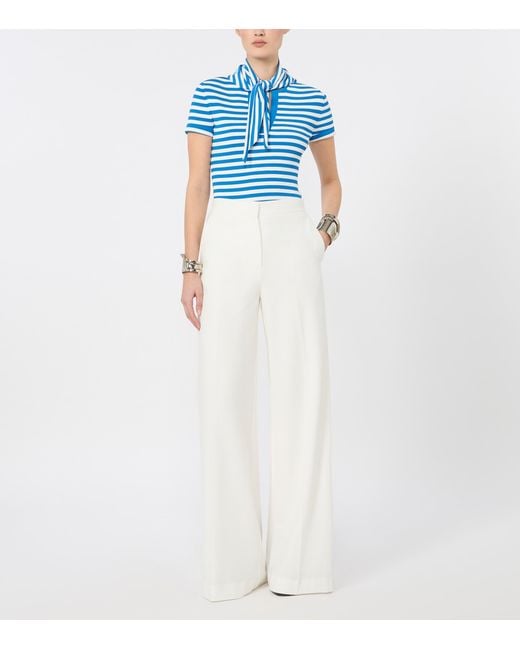 Max Mara Blue Scarf-Detail Stripe T-Shirt