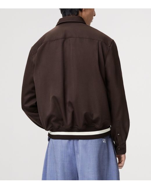 Loewe Brown Wool-Blend Stripe-Trim Shirt Jacket for men