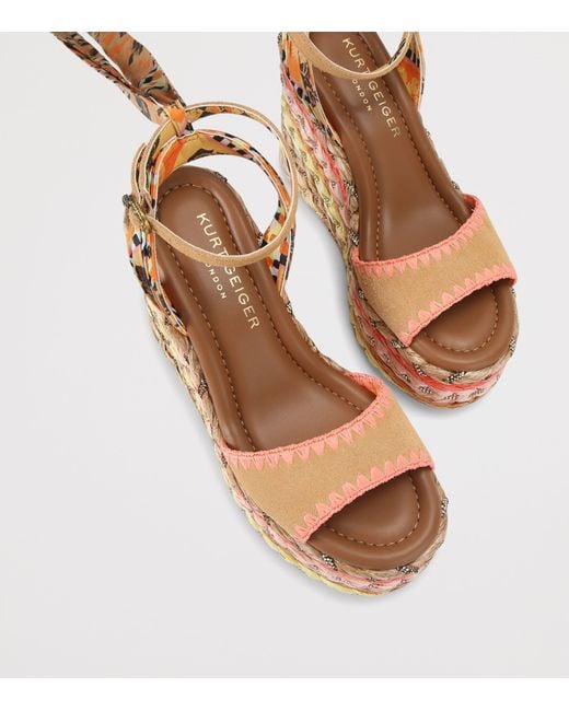 Kurt Geiger Natural Suede Chelsea Scarf Wedge Heel