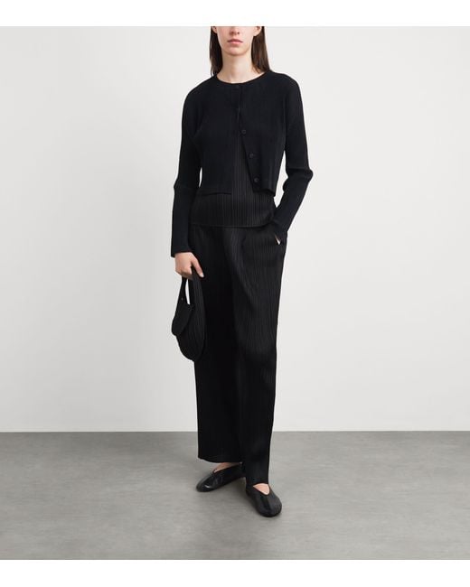 Pleats Please Issey Miyake Black Tatami Cardigan