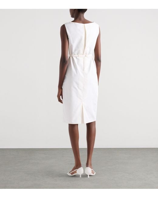 Prada White Silk Faille Midi Dress