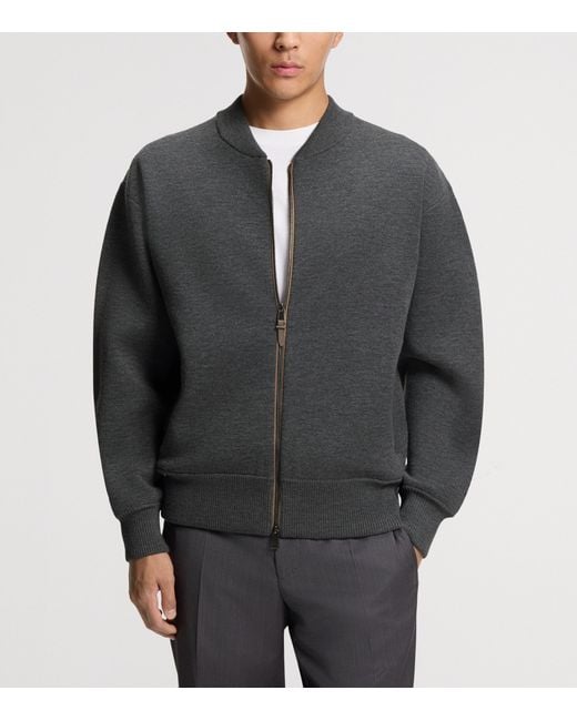 Boss Gray Wool-Blend Bomber Jacket for men
