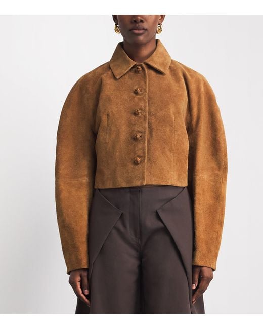 Rohe Brown Textured Suede Cropped Jacket