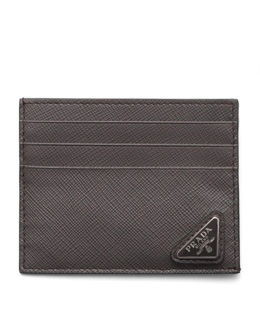 Prada Black Saffiano Leather Card Holder for men