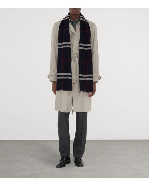 Burberry Black Wool Wide Check Scarf