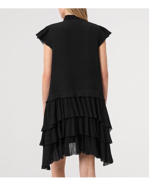 AllSaints Black Organic Cotton Cavalry Mini Dress