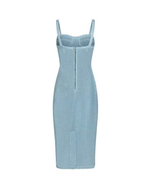 Dolce & Gabbana Blue Crocheted Cup Midi Dress