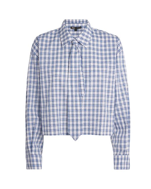 Maje Blue Embellished Check Shirt
