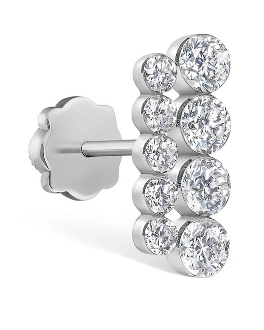 Maria Tash White Invisible Set Diamond Apsara Bar Threaded Stud Earring