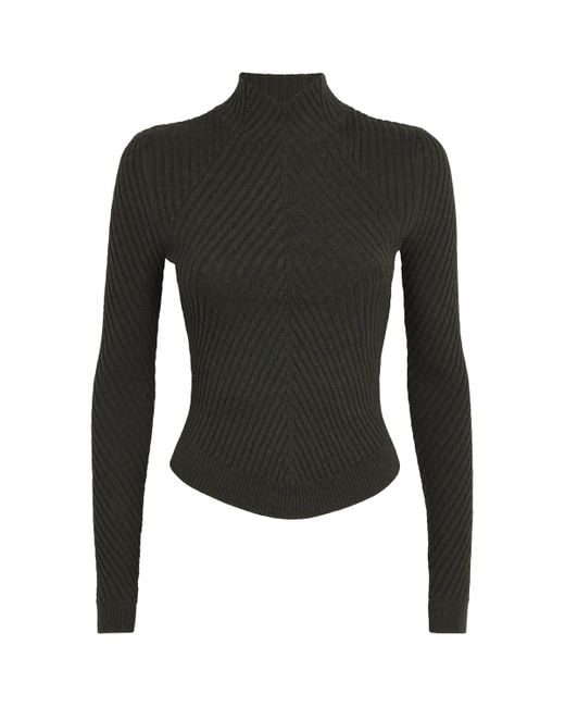 Victoria Beckham Black Merino Ribbed Sweater