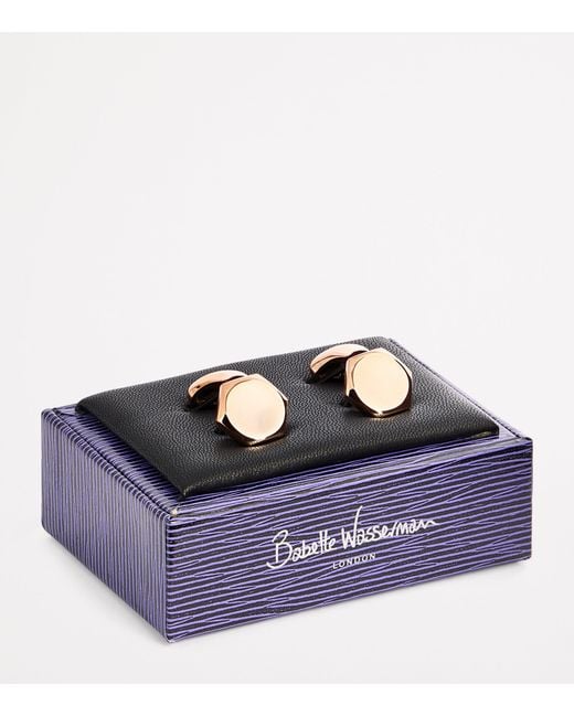 Babette Wasserman Natural Rose-Plated Hexagon Cufflinks for men
