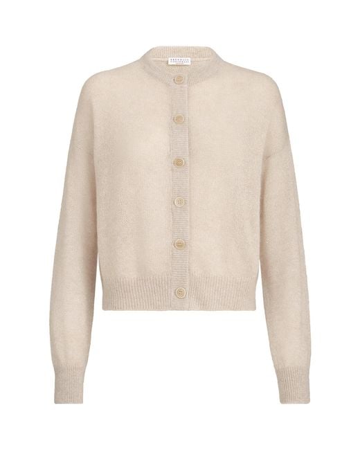 Brunello Cucinelli Natural Mohair-Blend Monili Cardigan