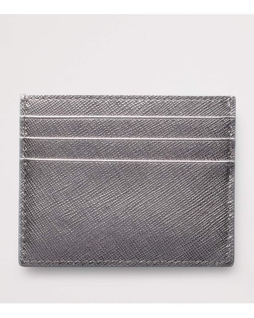 Prada Gray Saffiano Leather Card Holder