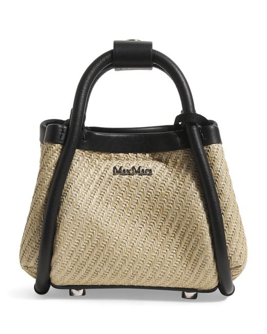 Max Mara Metallic Mini Woven Marine Top-Handle Bag