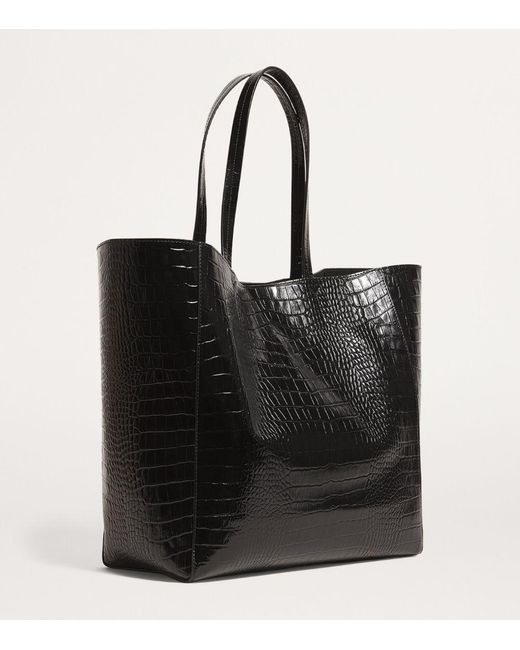 Anine Bing Black Croc-Embossed Leather Tote Bag