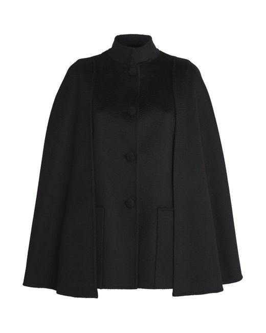 Colombo Black Double Cashmere Cape Coat