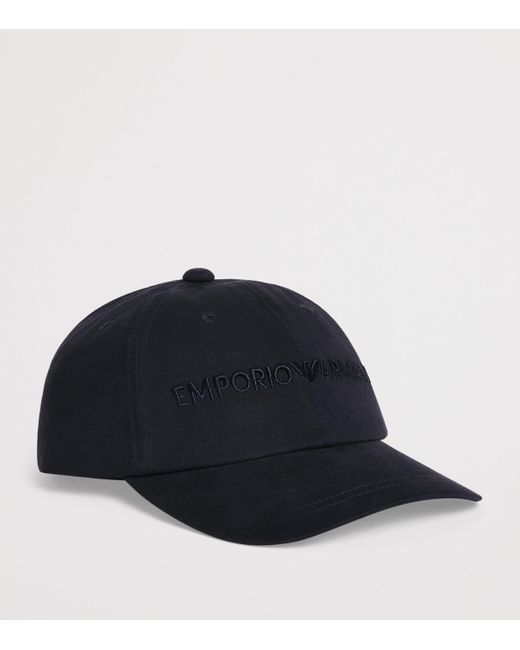 Emporio Armani Blue Cotton Logo Baseball Cap for men