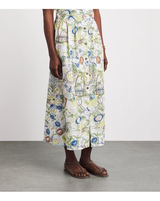 Maje White Postcard Print Maxi Skirt