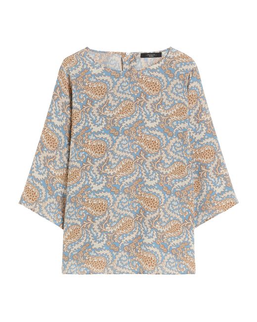 Weekend by Maxmara Blue Silk Paisley Blouse